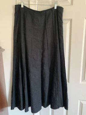 J. Jill Black A-Line Linen Skirt